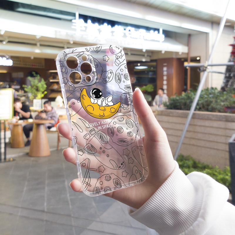 Ốp lưng iphone Ốp điện thoại Suntaiho bằng TPU trong suốt in hình phi hành gia cho IPhone 13 12 11 Pro Max X Xs Max XR 8 7 6 6S Plus