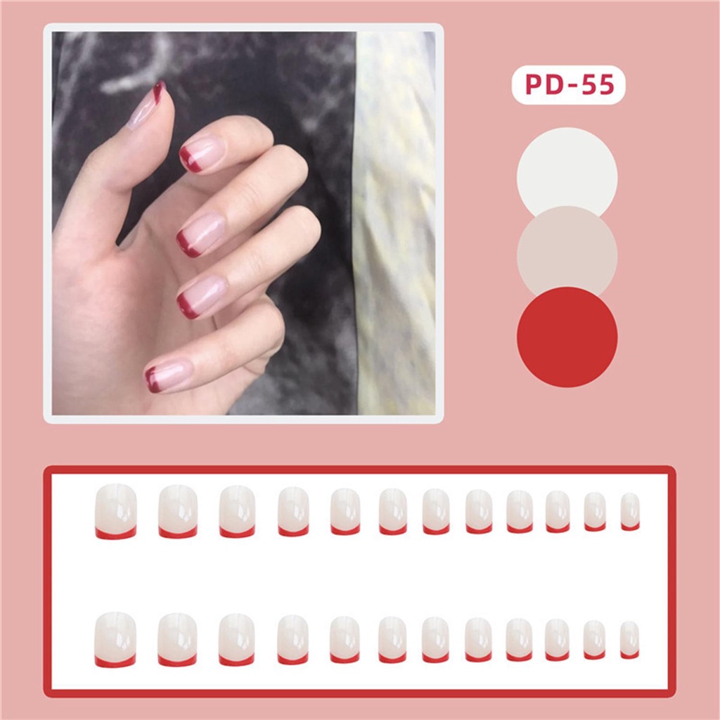 Bộ 24 Móng Tay Giả Che Phủ Toàn Diện Tháo Rời Được Kiểu Pháp