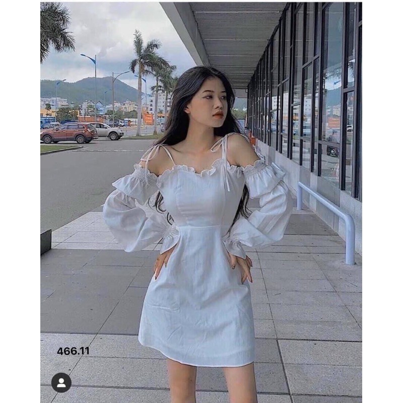 đầm trễ vai cột dây (có mút ngực)