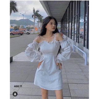Đầm trễ vai cột dây