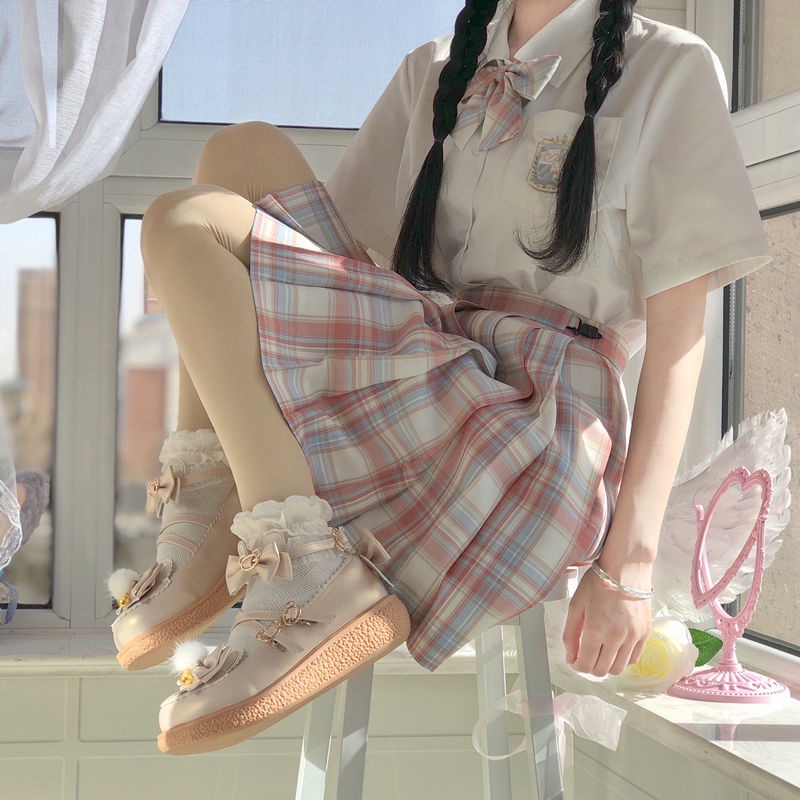 Giày Da Mũi Tròn Màu Đỏ Rượu Vang Phong Cách lolita Nhật Bản Dễ Phối Đồ Cho Nữ