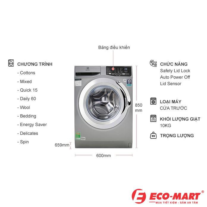 Máy giặt Electrolux 10kg màu xám EWF1023BESA