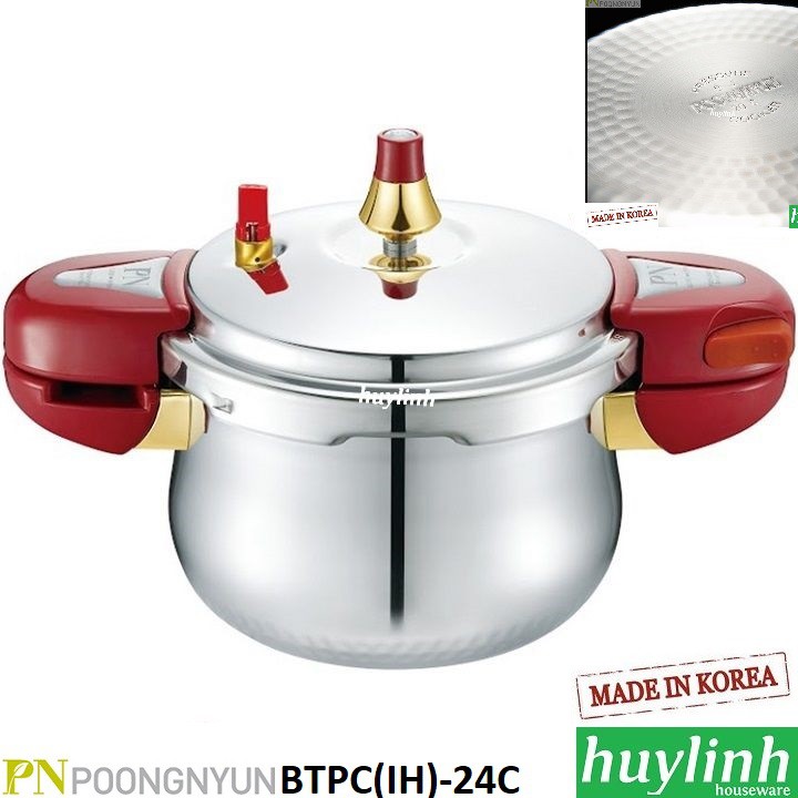 [Mã ELHAMS5 giảm 6% đơn 300K] Nồi áp suất Inox đáy từ PoongNyun BTPC(IH)-24C - 6 lít - made in Hàn Quốc