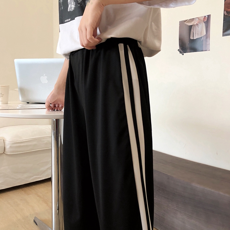 SUXI Quần Dài Nữ Ống Rộng Kẻ Sọc Thời Trang Hàn Quốc