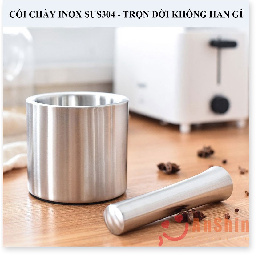 Đồ nhà bếp  GIÁ VỐN] Bộ cối chày loại lớn Inox SUS 304 cao cấp không gỉ 9354