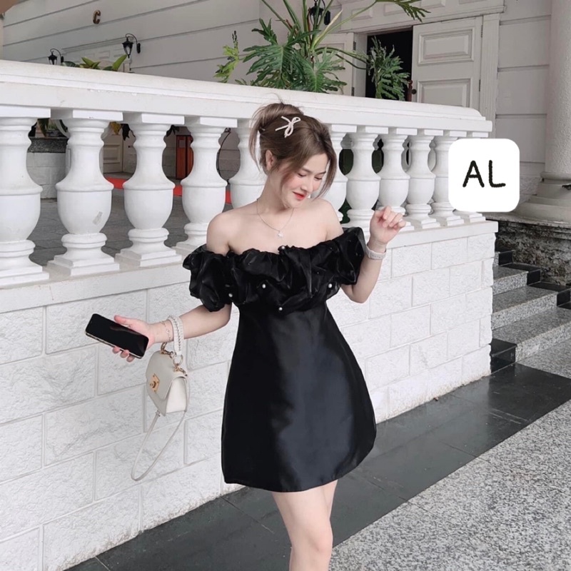 Đầm tacta trễ vai phối tơ đính ngọc siêu xinh