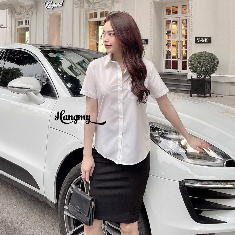 Áo Sơ Mi Tay Ngắn Đáp Túi Ngực Chất Mềm Mát