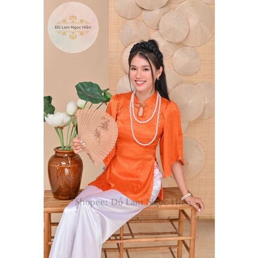 Đồ Lam Đi Chùa Mẫu Bà Ba Cách Tân Cổ Giọt Nước Tay Cánh Tiên Chất Liệu Gấm (QUẦN ĐEN)