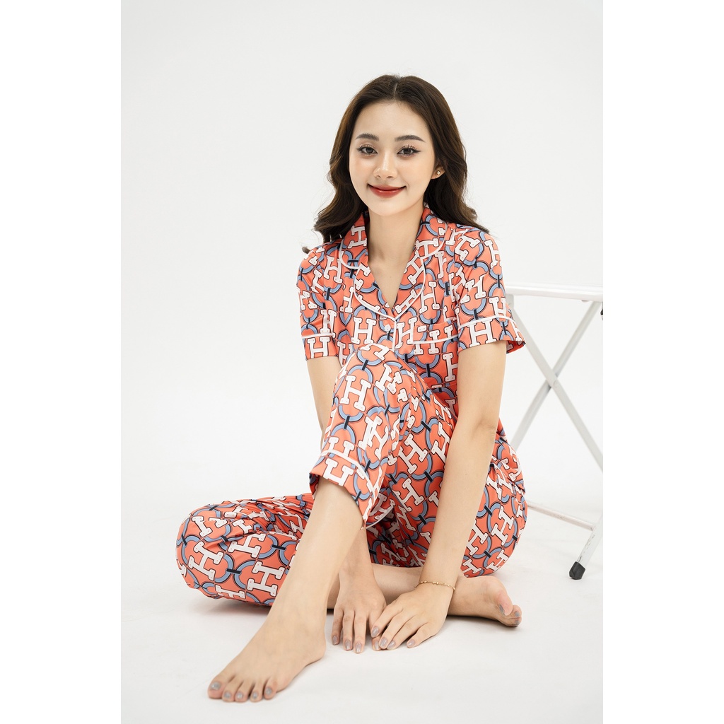 Đồ Bộ Ngủ Pijama VADESI Lụa Cao Cấp Tay Cộc Quần Dài  Nhiều Họa Tiết Chất Lụa Luxury Mát Mềm Thấm Hút Phom Sang Xịn