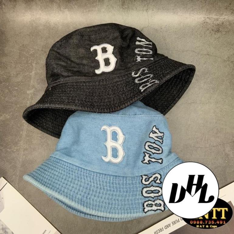 Mũ Bucket Jean Thêu B Boston Denim Thời Trang Bụi Nam Nữ