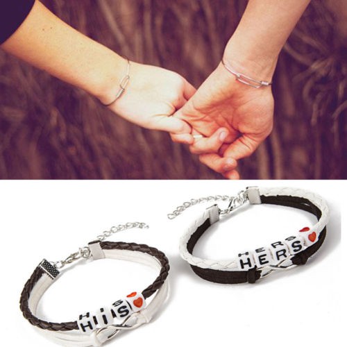 Vòng Tay Đính Hạt Chữ His / Hers Cho Cặp Đôi