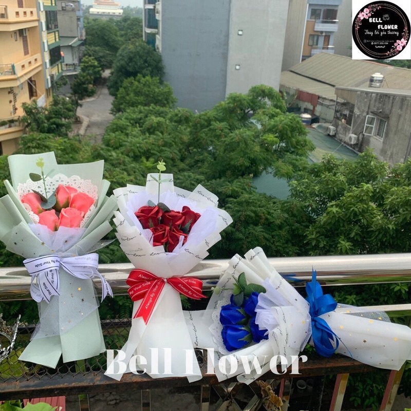 Bó hoa 3 bông kèm túi, thiệp