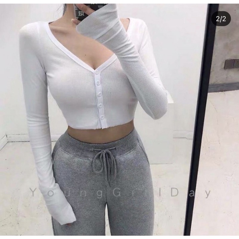 croptop trắng cài khuy | BigBuy360 - bigbuy360.vn