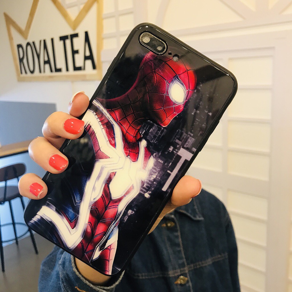 [ IPHONE ] Ốp Lưng Kính Cường Lực Iron vs Spider cho iphone các dòng 6 6s 7 8 plus x 11 pro max 12/12promax-k204