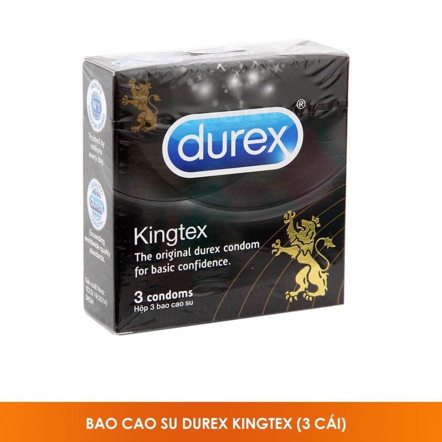 ⚡CHÍNH HÃNG⚡Bao cao su Durex Kingtex 3 bao ôm sát ( đường kính 49mm vừa vặn) 👌