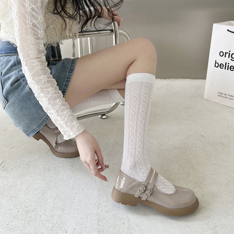 Giày IELGY bằng da đế dày phong cách Anh Quốc cổ điển thời trang dành cho nữ