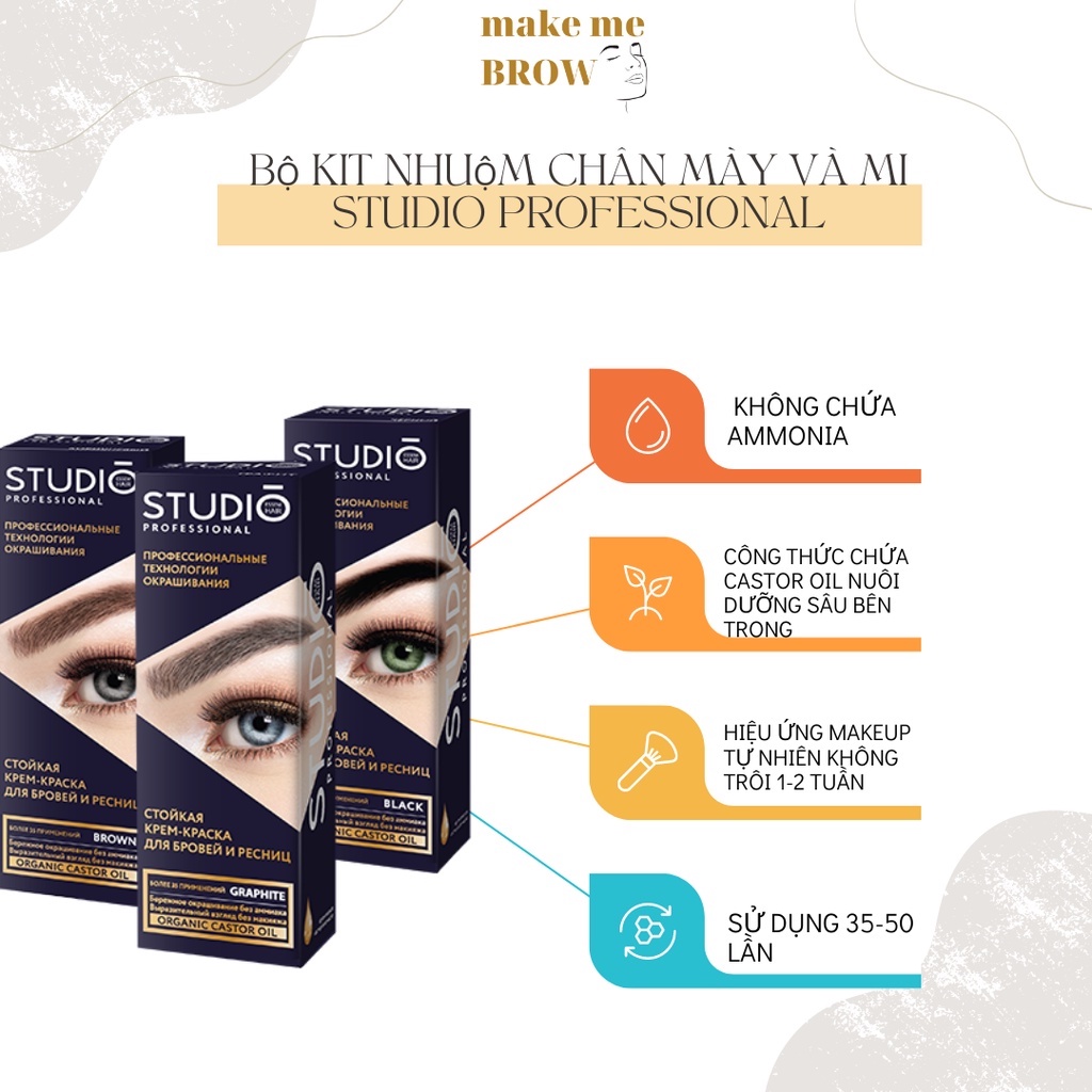 Bộ kit nhuộm lông mày và mi STUDIO PROFESSIONAL hiệu ứng kẻ chì tự nhiên 80ml - makemeBrow | BigBuy360 - bigbuy360.vn