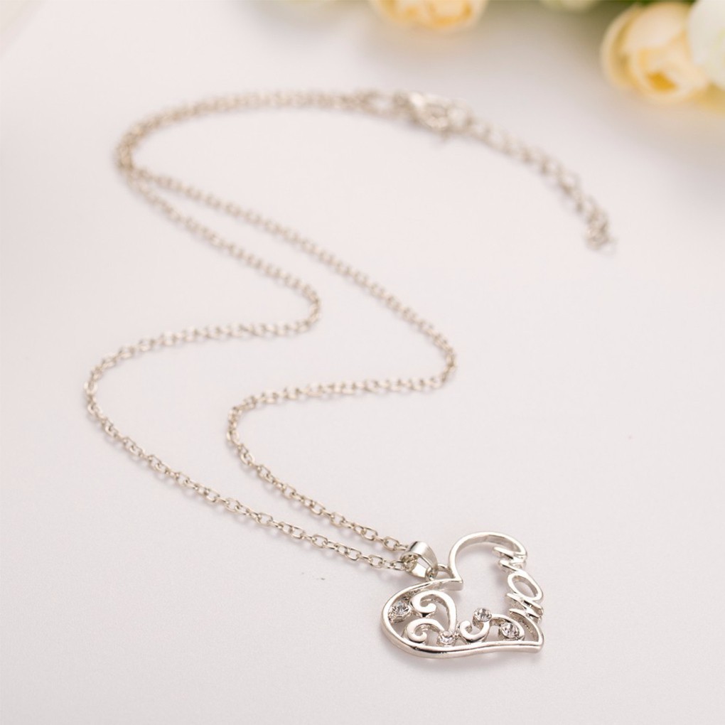 Dây chuyền mặt hình trái tim đính kim cương giả thời trang cho nữ