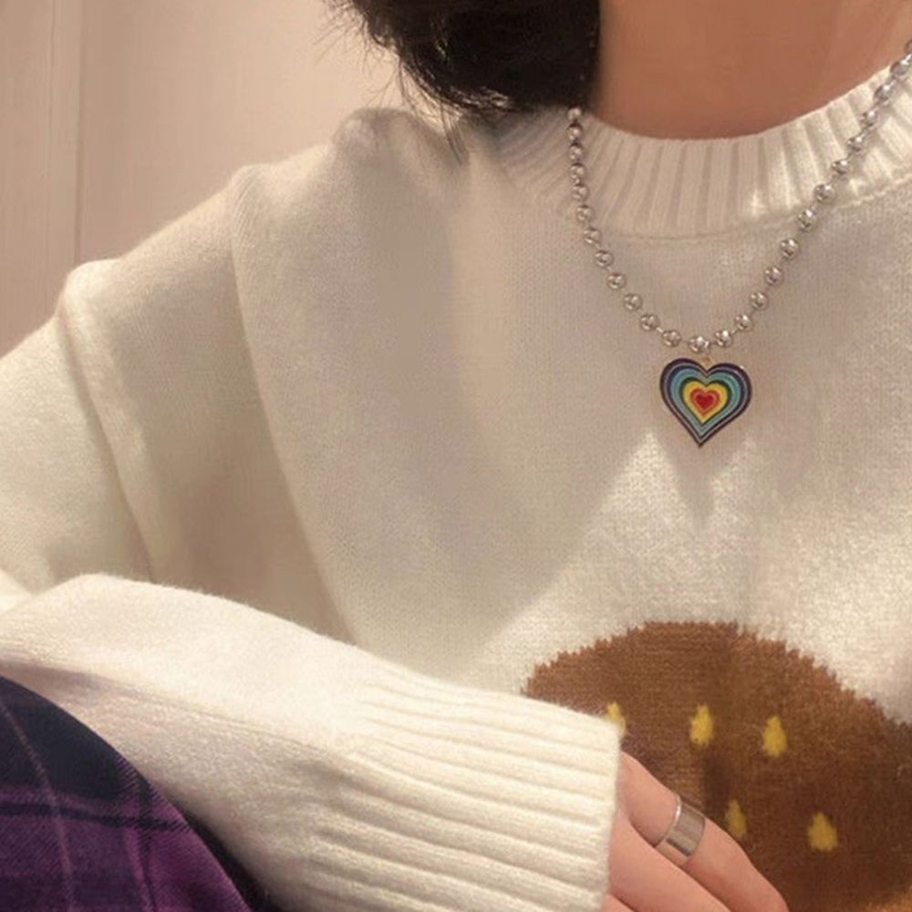 Vòng cổ Mặt Trái Tim Màu Cầu Vồng Thời Trang Dành Cho Nữ