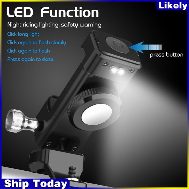 Giá Đỡ Điện Thoại Gắn Tay Lái Xe Đạp Kèm La Bàn &amp; Đèn LED