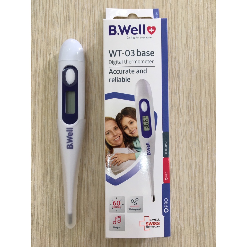 Nhiệt kế điện tử đo nhiệt độ cơ thể dạng bút đầu mềm Bwell chính hãng