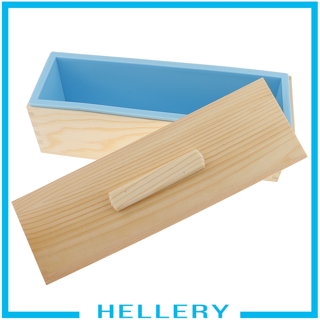 Khuôn Silicon Hình Chữ Nhật Làm Xà Phòng / Bánh Mì Kèm Hộp Gỗ DIY Mới