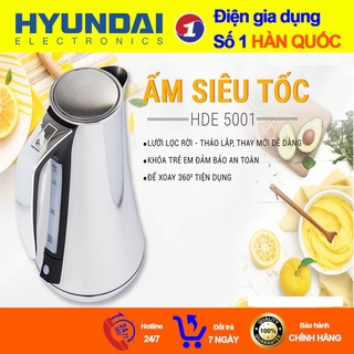 Ấm Đun Siêu Tốc  Hyundai Hàn Quốc HDE 5001S 1800W 1.7L Có Thang Đo Mực Nước Chuẩn Pha Trà Đầu Thu
