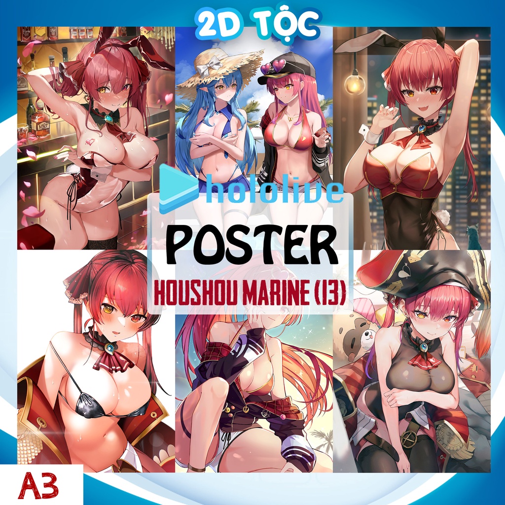 Ảnh poster A3 dán tường cao cấp Houshou Marine Hololive (13) by 2D Tộc Shop
