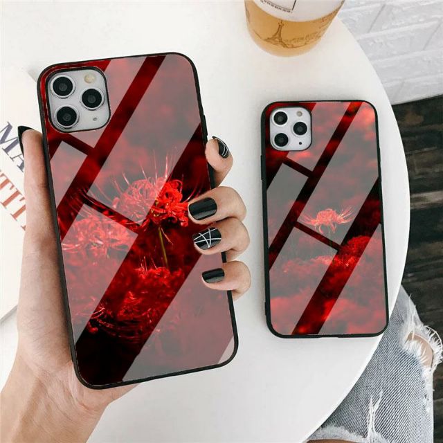 Ốp Lưng Kính Bóng Hoa Bỉ Ngạn 13ProMax 12ProMax 11ProMax XSMAX X XS 7Plus FUKISHOP