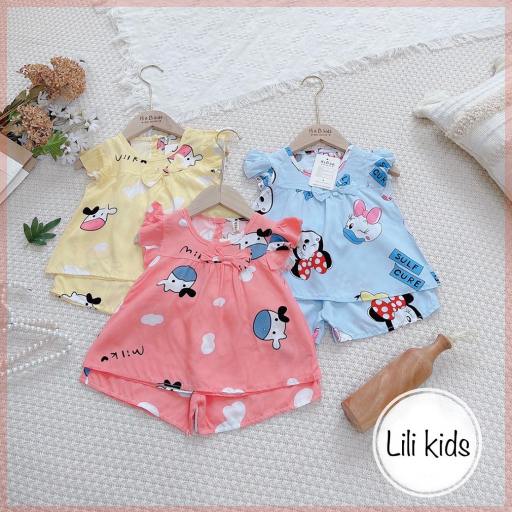 Sét Váy Áo 2 Dây, Bộ 2 Dây Vải Lanh Lụa Mềm, Áo Cánh Tiên Quần Bèo Xinh Xắn Điệu Đà Cho Bé Gái Từ 10-22kg - Lili.kids