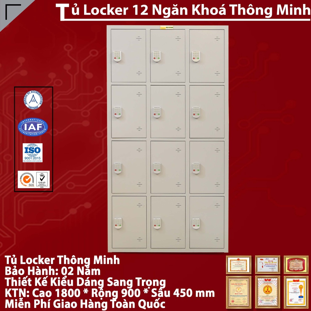 Tủ Locker 12 Ngăn Khoá Thông Minh