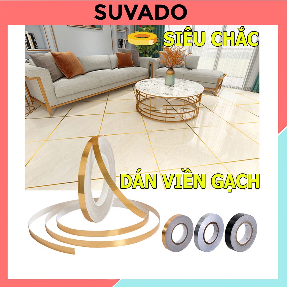 50 MET Băng dính băng keo dán tường Dán Viền gạch men 0.5cm trang trí chống thấm siêu dính BKG SUVADO