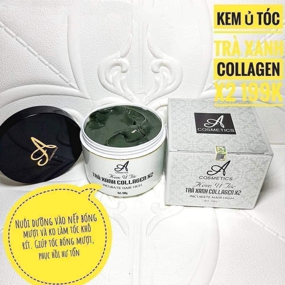 Bộ SP phục hồi tóc hư tổn, giảm rụng tóc Acosmetics gồm  Ủ tóc trà xanh 500g + Tinh dầu bưởi 150ml