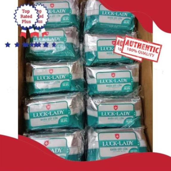 Khăn ướt cồn Luck Lady kháng khuẩn 10 tờ