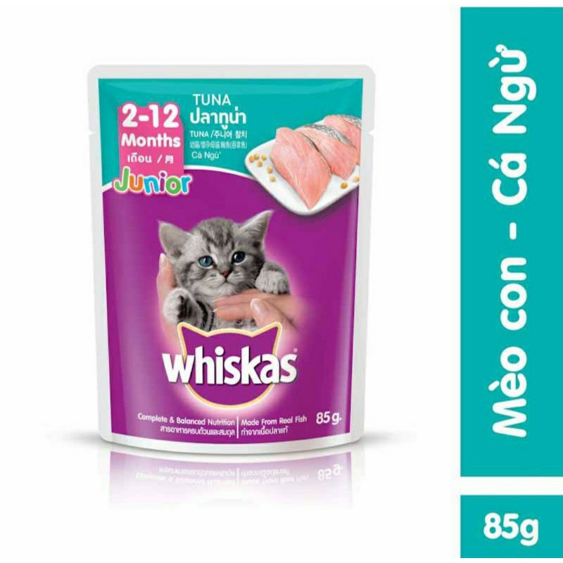 Combo 12 gói pate CHO MÈO CON VỊ CÁ NGỪ, CÁ THU Whiskas Junior