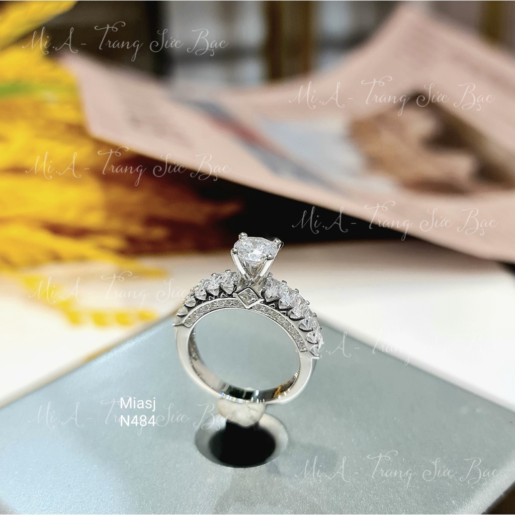 Nhẫn bạc Ý S925 nữ 4 chấu đính đá CZ cao cấp MiASJ N484 sang trọng