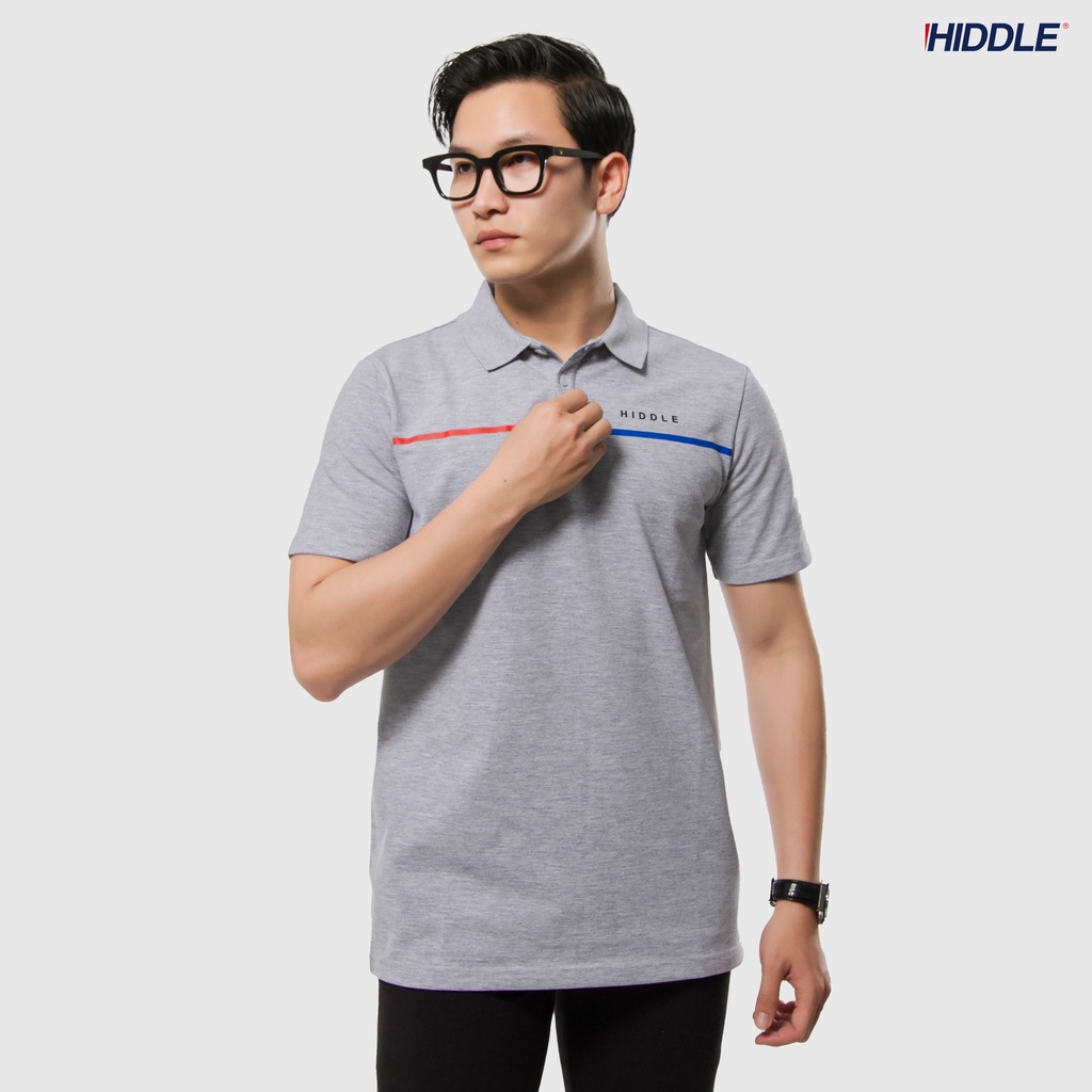 Áo polo nam vải cotton cá sấu sọc nhỏ 3 màu Trắng, Đen, Xám HIDDLE 3011207/3011208