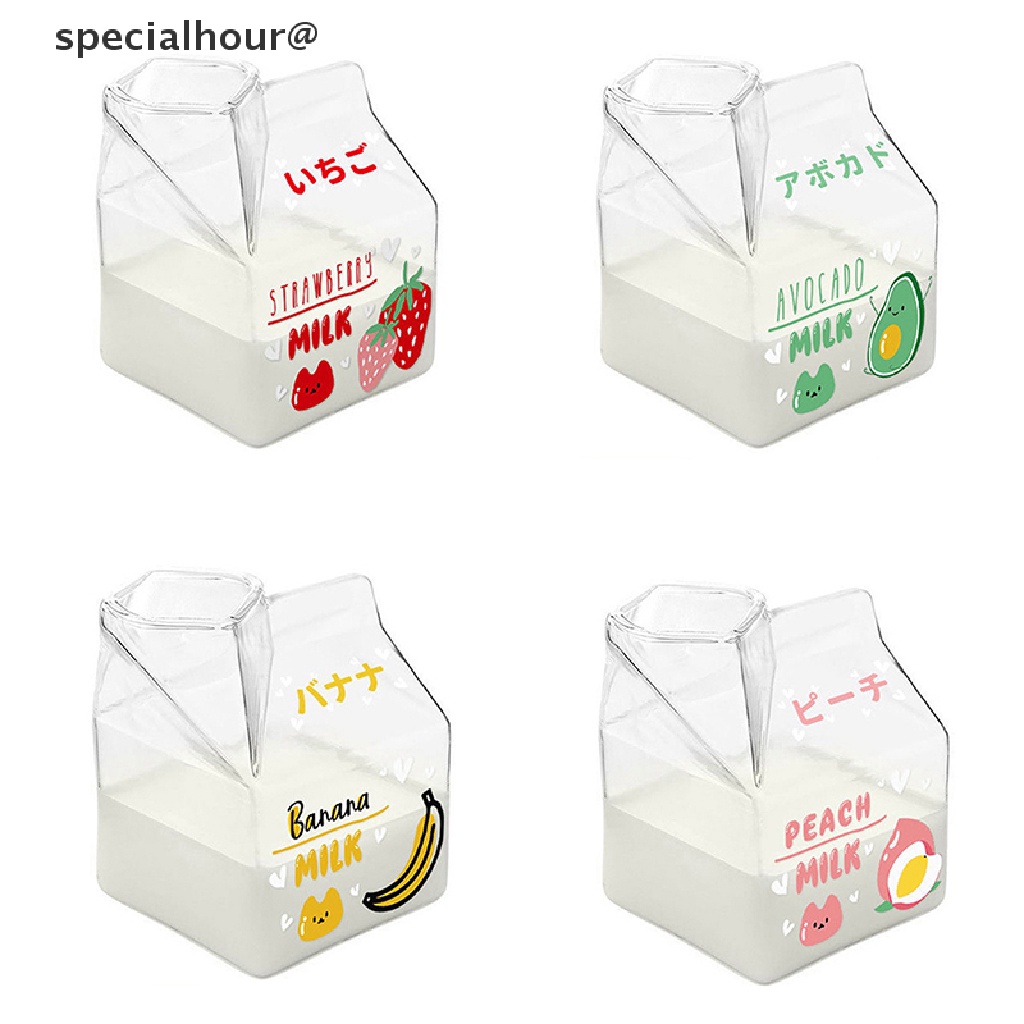 Cốc uống nước sữa cà phê bằng thủy tinh trong suốt hình vuông dễ thương