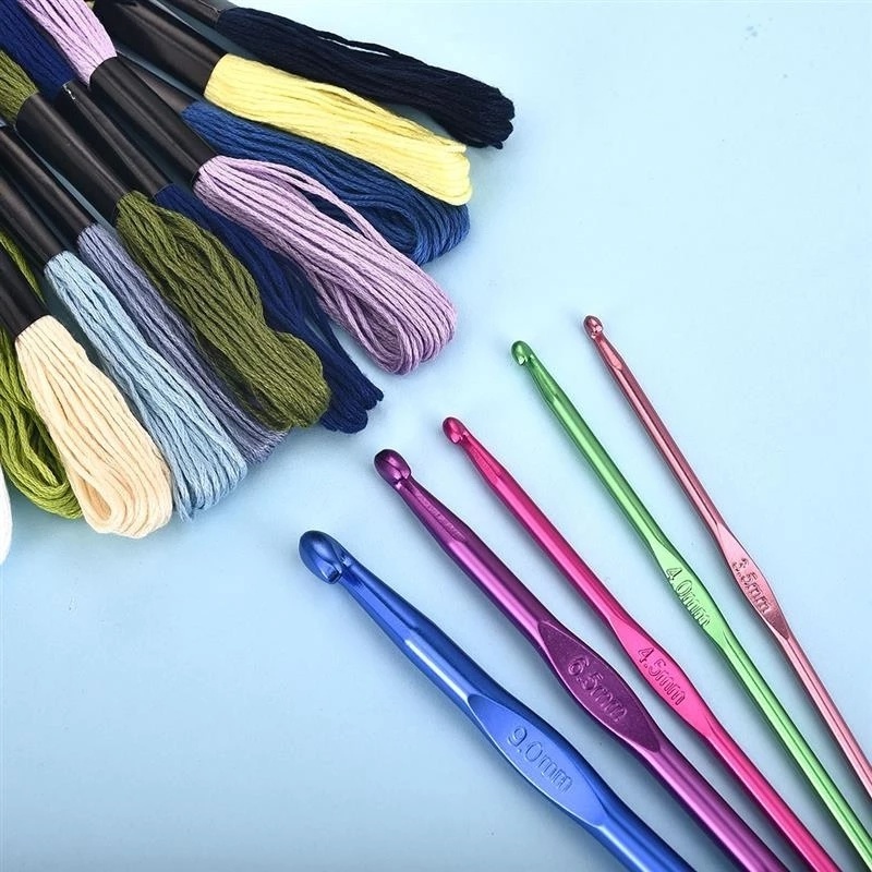 Set 8 Kim Đan Len Bằng Nhôm Nhiều Kích Cỡ Màu Sắc Ngẫu Nhiên