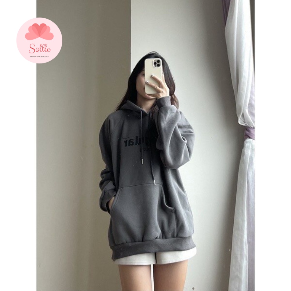 Áo hoodie trơn form rộng unisex nỉ bông dày ấm in chữ SINGULAR nhiều màu basic Hàn Quốc Sollle