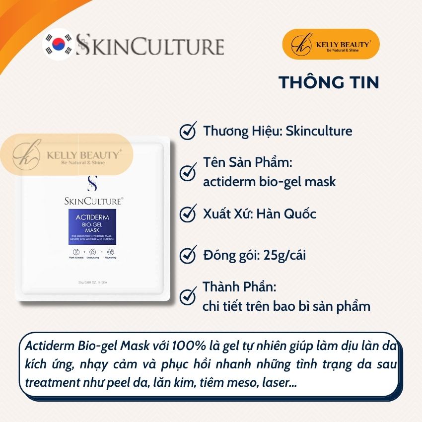 Actiderm Bio-Gel Mask Skinculture - Mặt Nạ Sinh Học Phục Hồi Làn Da Sau Treatment | Kelly Beauty