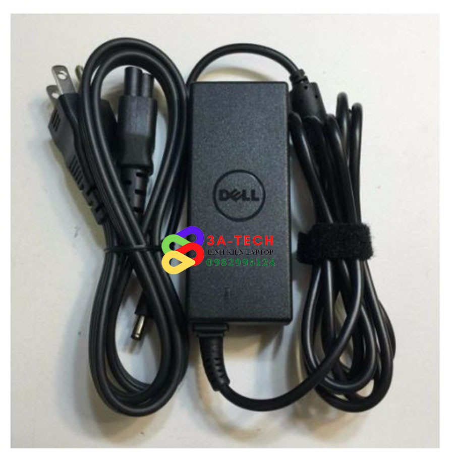 Sạc laptop Dell 19.5v-2,31a chân nhỏ zin, Sạc Dell 45w chân nhỏ ZIN có logo Dell in chìm trên thân sạc