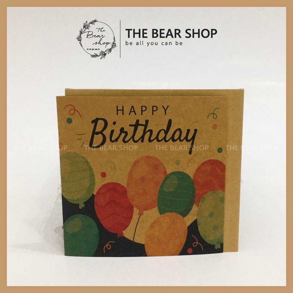 Combo 5 thiệp sinh nhật handmade vintage giấy kraft - Kích thước 11x11cm hàng loại 1 - The Bear Shop