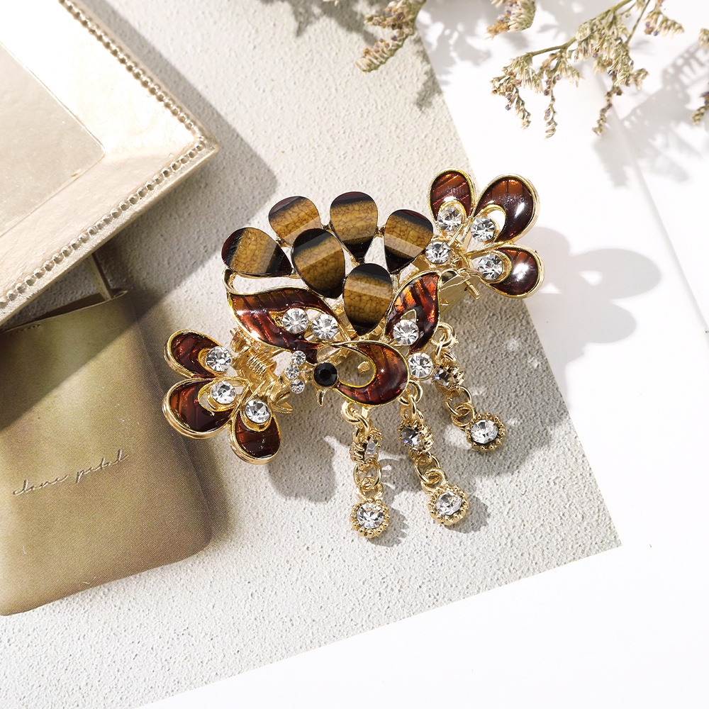 Kẹp tóc hình hoa đính đá phong cách vintage xinh xắn