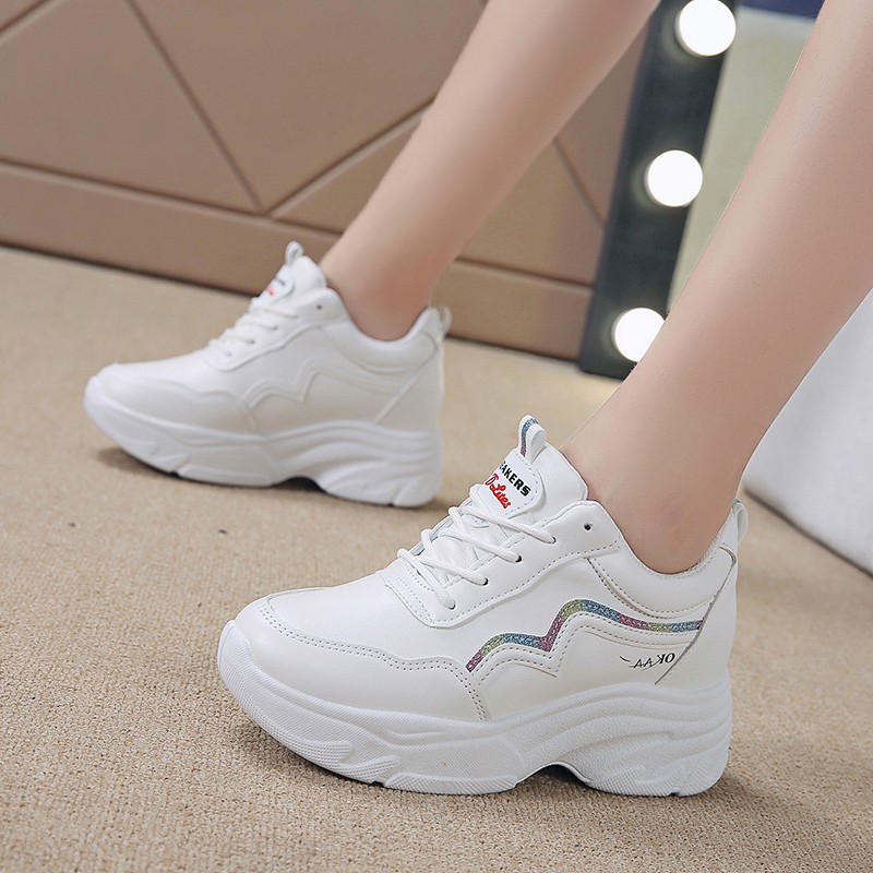 Giầy NữFreeShip Giầy thể thao Sneaker Nữ độn đế lót hơi đi cực êm chân tôn dáng