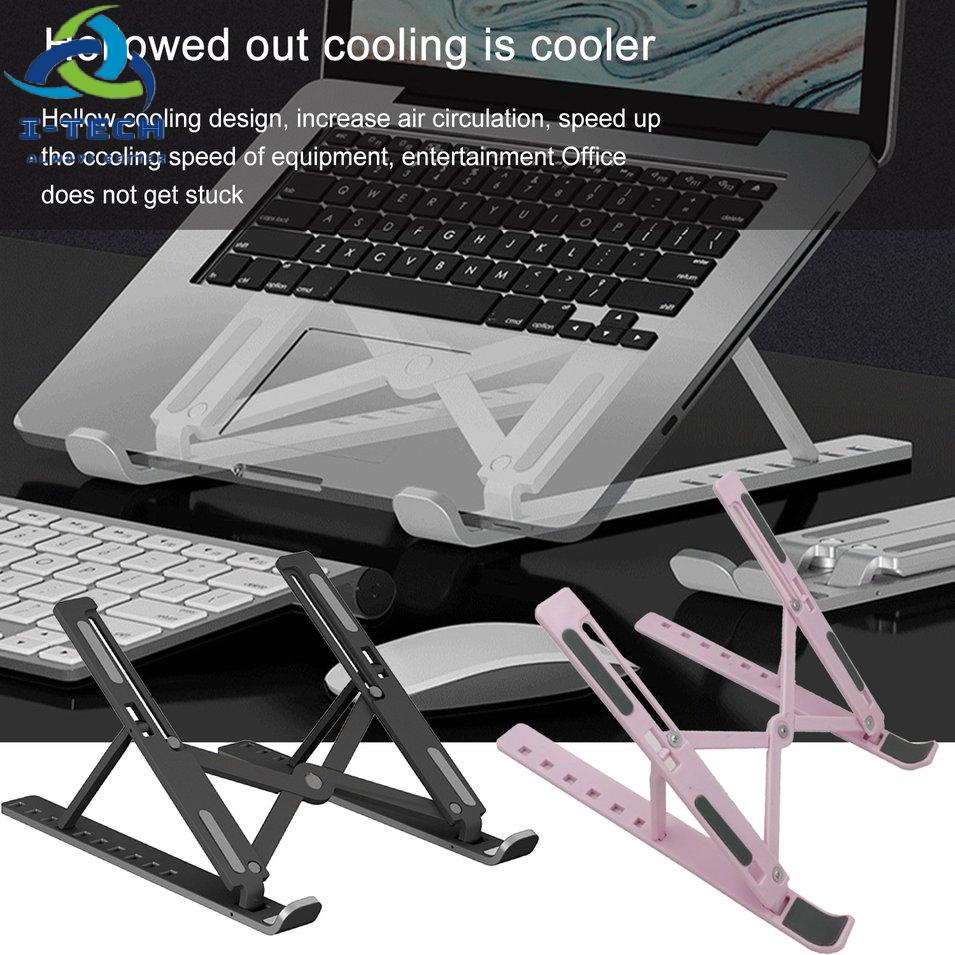 ⚡Khuyến mại⚡7 Holes Foldable Laptop Stand Non-slip Desktop Laptop Holder Adjustable Angles Notebook Bracket Riser
