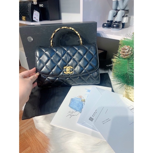 TÚI XÁCH CHAN EL DA BÒ TAY CẦM SẮT SIZE 20CM