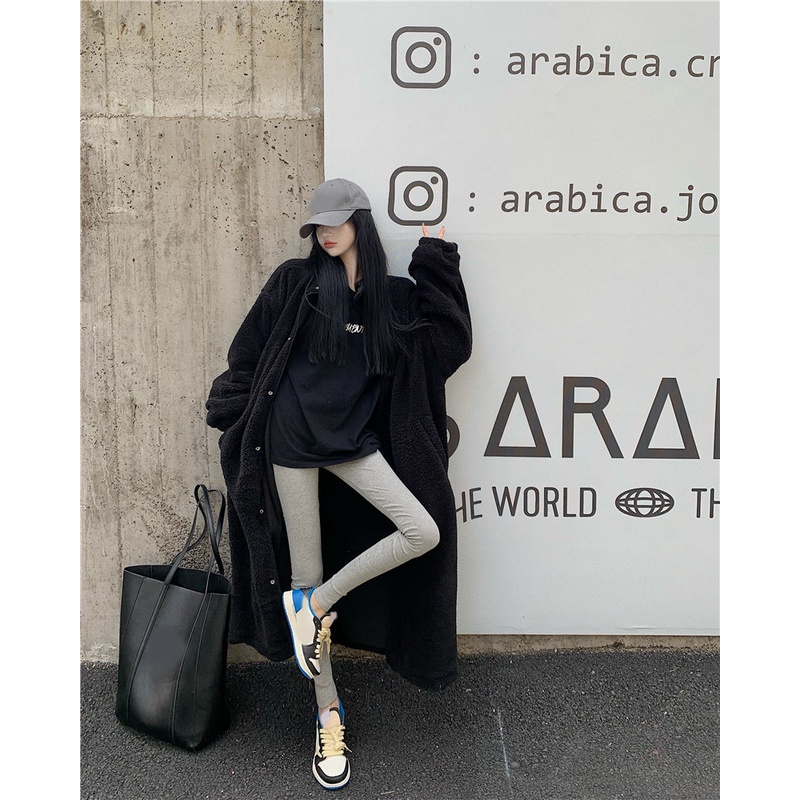 Áo khoác lông dáng dài phong cách Hàn Quốc trẻ trung ngọt ngào hàng Quảng Châu cao cấp đầu mùa đông
