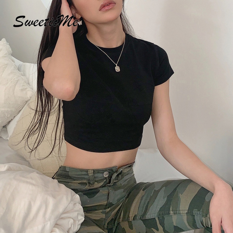 Áo Thun Tay Ngắn Màu Sắc Đơn Giản Cho Nữ