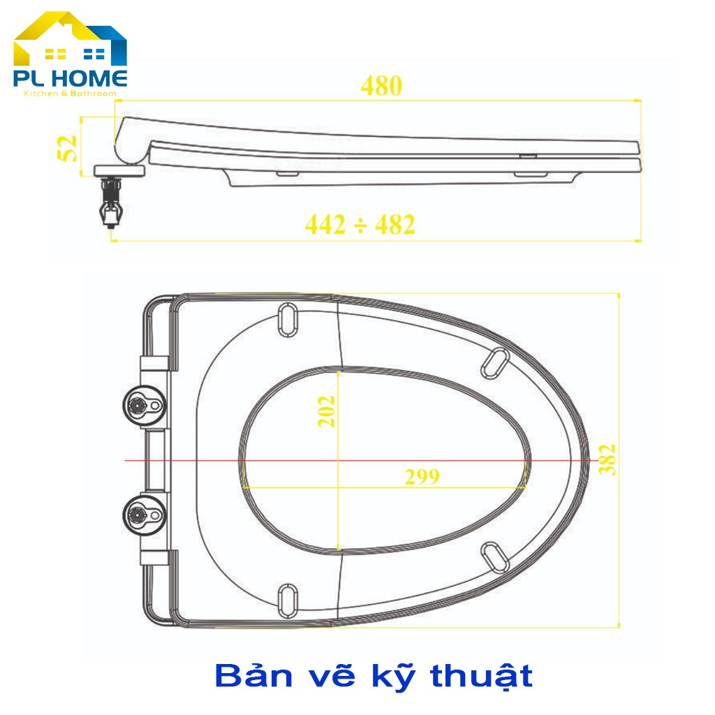 Nắp bồn cầu liền khối đóng êm A37, nắp bàn cầu đóng êm cho bồn cầu liền khối lớn